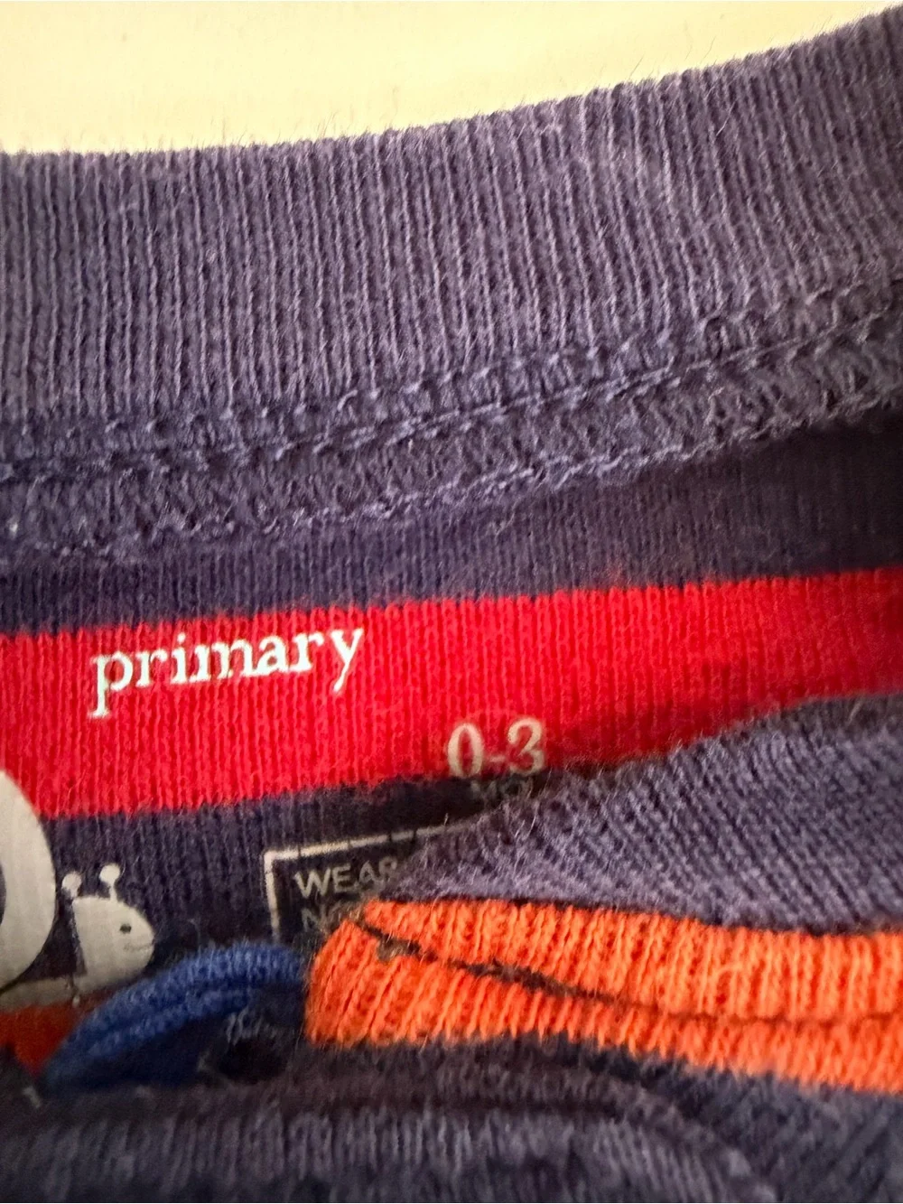Primary Rainbow Stripe Footed One-Piece  size 0-3 months